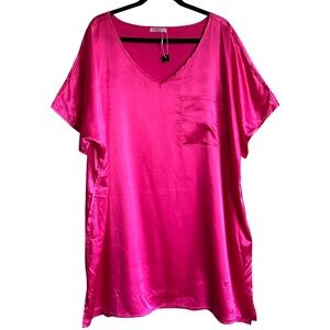Women’s Pink Silky Satin Sleep Shirt Nightgown Size XXL NWOT Valentines Day